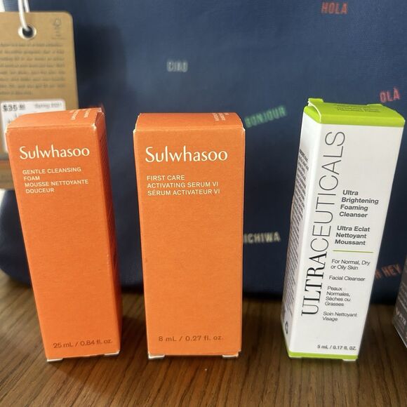 Premium High End Beauty SKINCARE Mixed Lot Travel Sz & Marine Layer Large Pouch - Picture 6 of 10